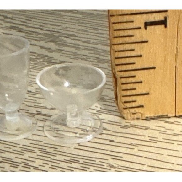 Miniature Marx Little Hostess Clear Plastic Wine / Water Glass & Goblet For Doll - Picture 3 of 8